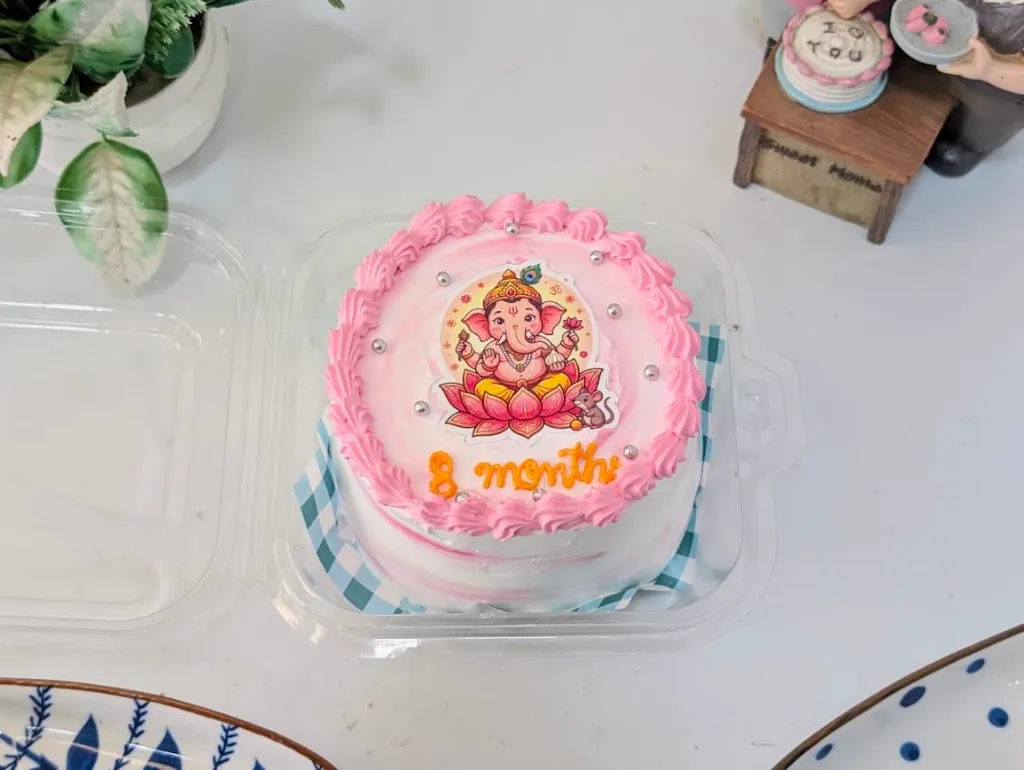 Ganpati Themed Chocolate Mousse Bento Cake - 8 months.webp