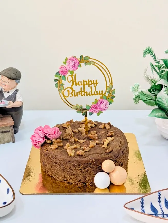 [Sugar Free] Customized Healthy Dates Walnuts Tea Cake with Faux Balls & Flowers D2 [500g]