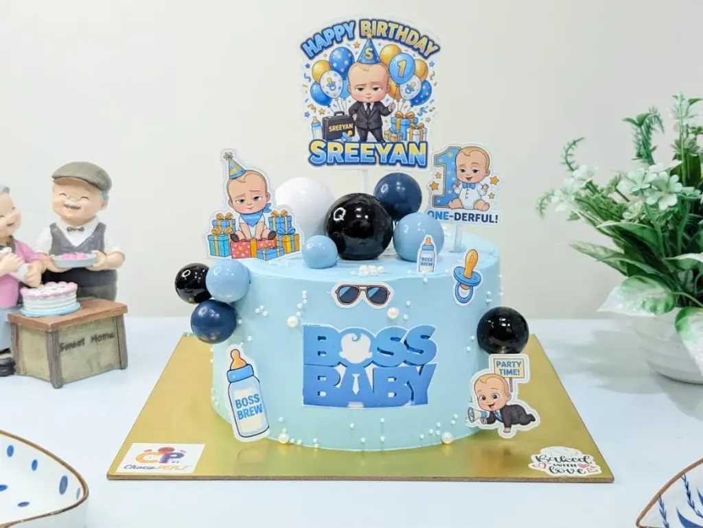 Customized Boss Baby Themed Chocolate Mousse Cake [1kg]