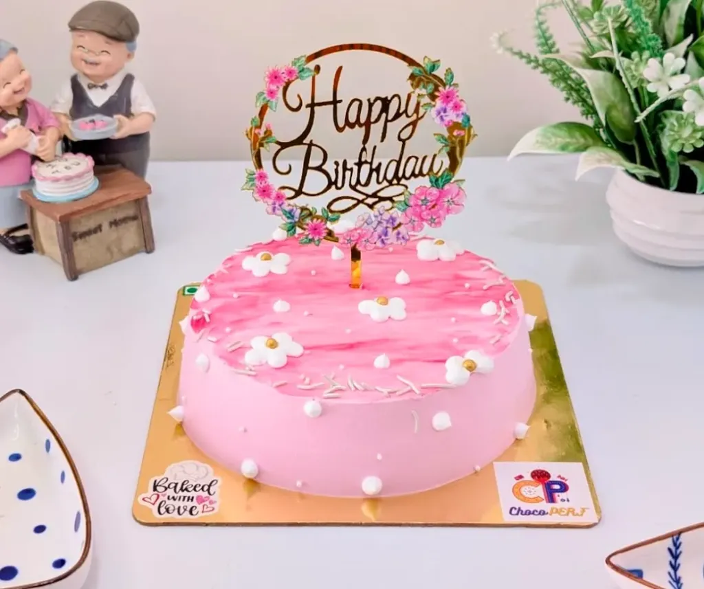 Customized Strawberry Floral Cake [500g]