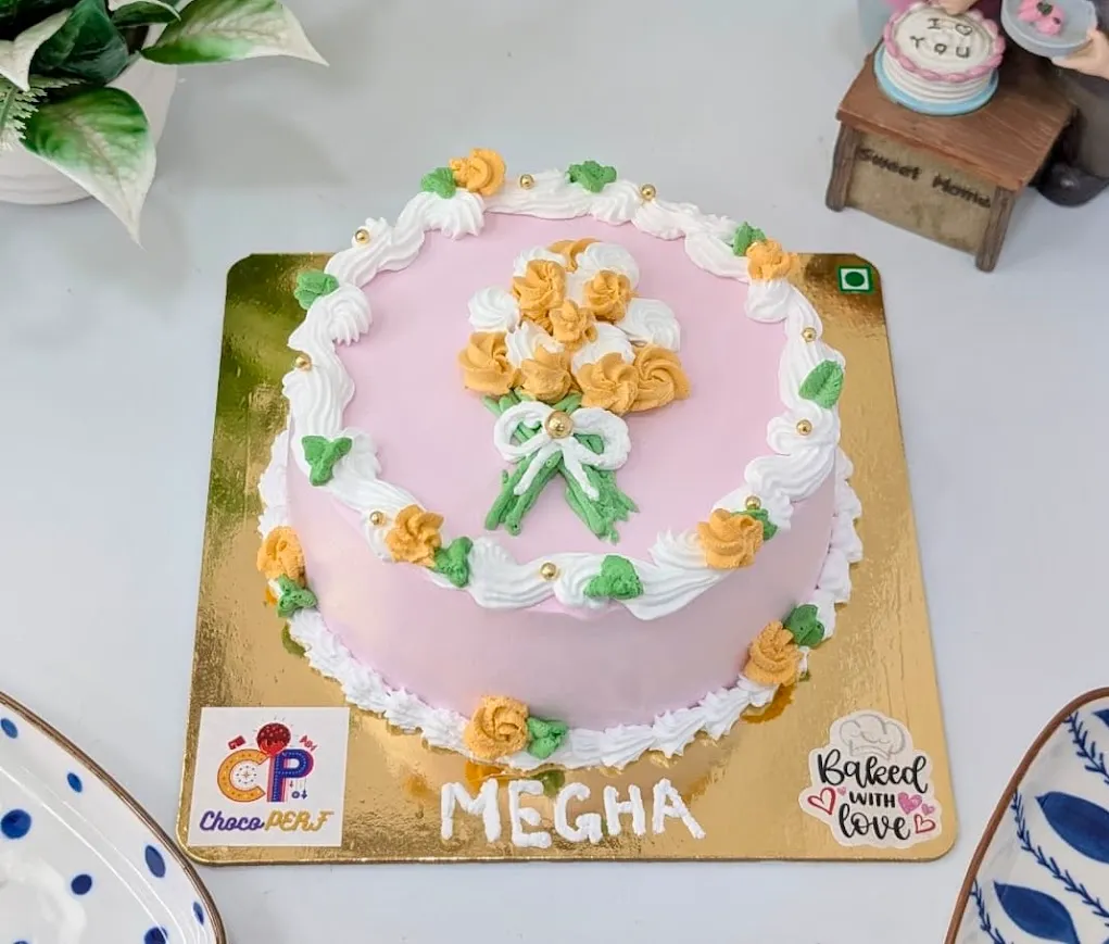 Customized Flower Bouquet Themed Chocolate Mousse Cake [500g]