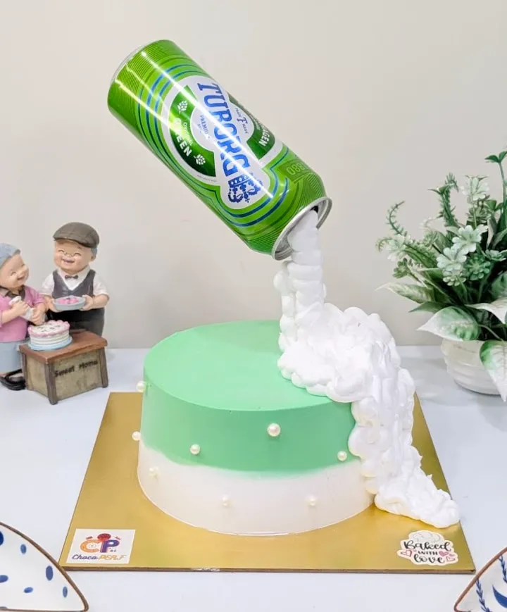 Customized Beer Themed Gravity Defying Chocolate Truffle with Almonds Cake [500g]