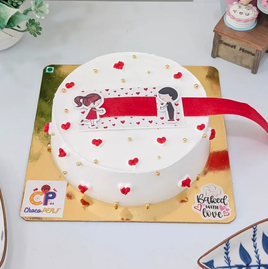 Customized Message Reveal Red Hearts Themed Chocolate Truffle Cake [500g]