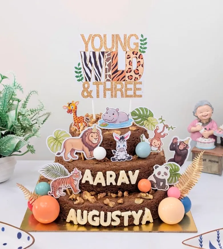Customized Healthy Dates-Walnuts 3-Tier Jungle Themed Tea Cake [2Kg]
