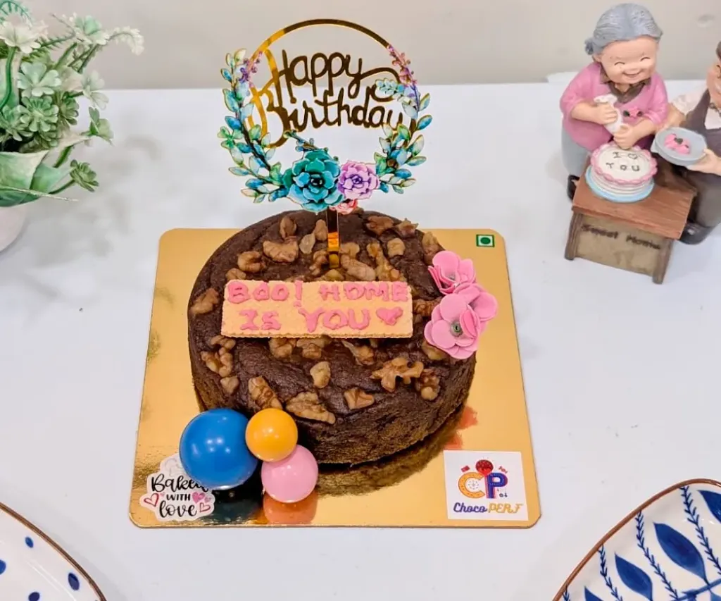 [Sugar Free] Customized Healthy Dates Walnuts Tea Cake with Faux Balls & Flowers D3 [500g]