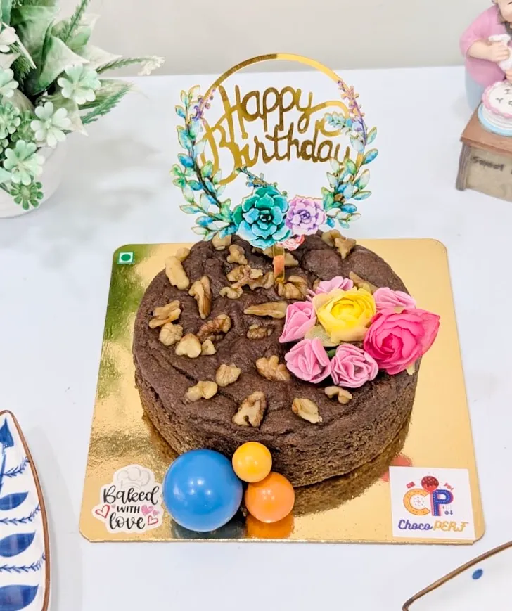 [Sugar Free] Customized Healthy Dates Walnuts Tea Cake with Faux Balls & Flowers D4 [500g]