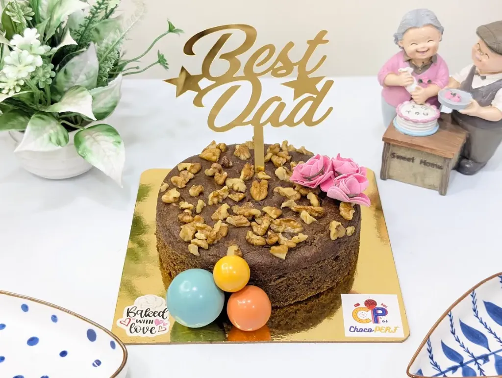 [Sugar Free] Customized Healthy Dates Walnuts Tea Cake with Faux Balls & Flowers - FDS [500g]