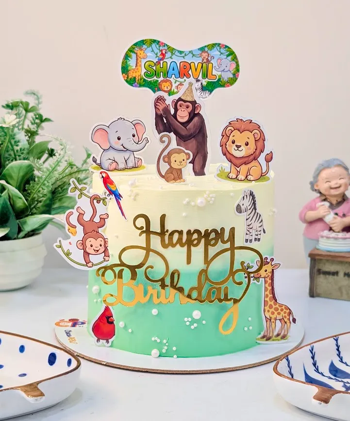 Customized Jungle Themed Rasmalai Tall Cake [1Kg]