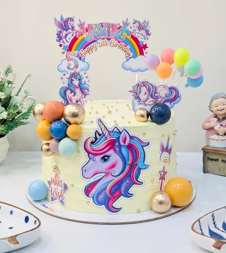 Customized Unicorn Themed Chocolate Mousse Tall Cake [1.5Kg]