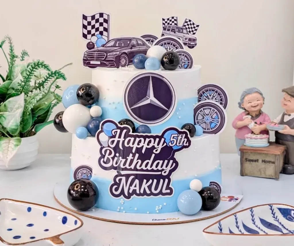 Customized Mercedes Themed Chocolate Mousse 2-Tier Cake [1.5Kg]
