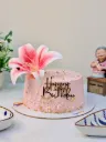 Customized Pink Lily Flower Themed Chocolate Mousse Cake [500g]