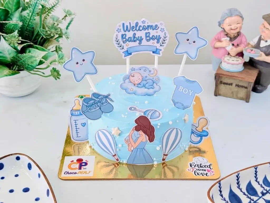 Customized Welcome Baby Boy Themed Pineapple Cake [500g]