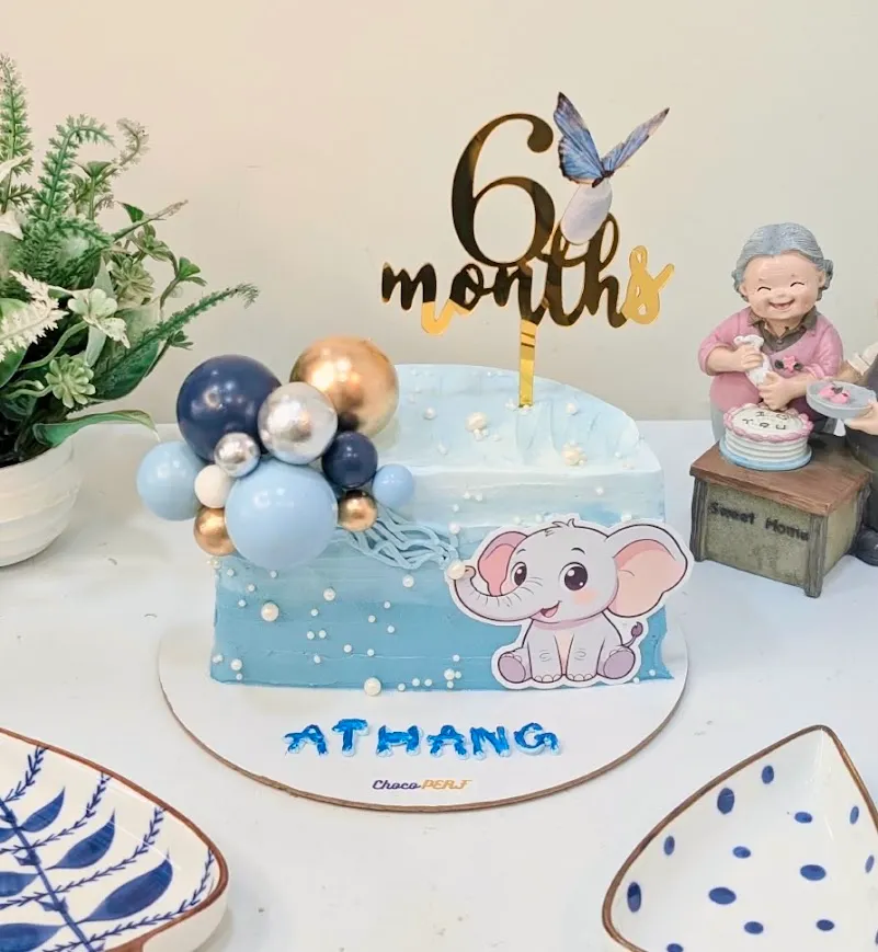 Customized Half Way To One Vanilla with White Choco Chips Cake [500g]