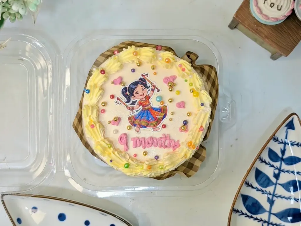 Customized Navratri Themed Chocolate Mousse Bento Cake