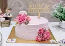 Kesar Pista Floral Pink Cake [1.5Kg]