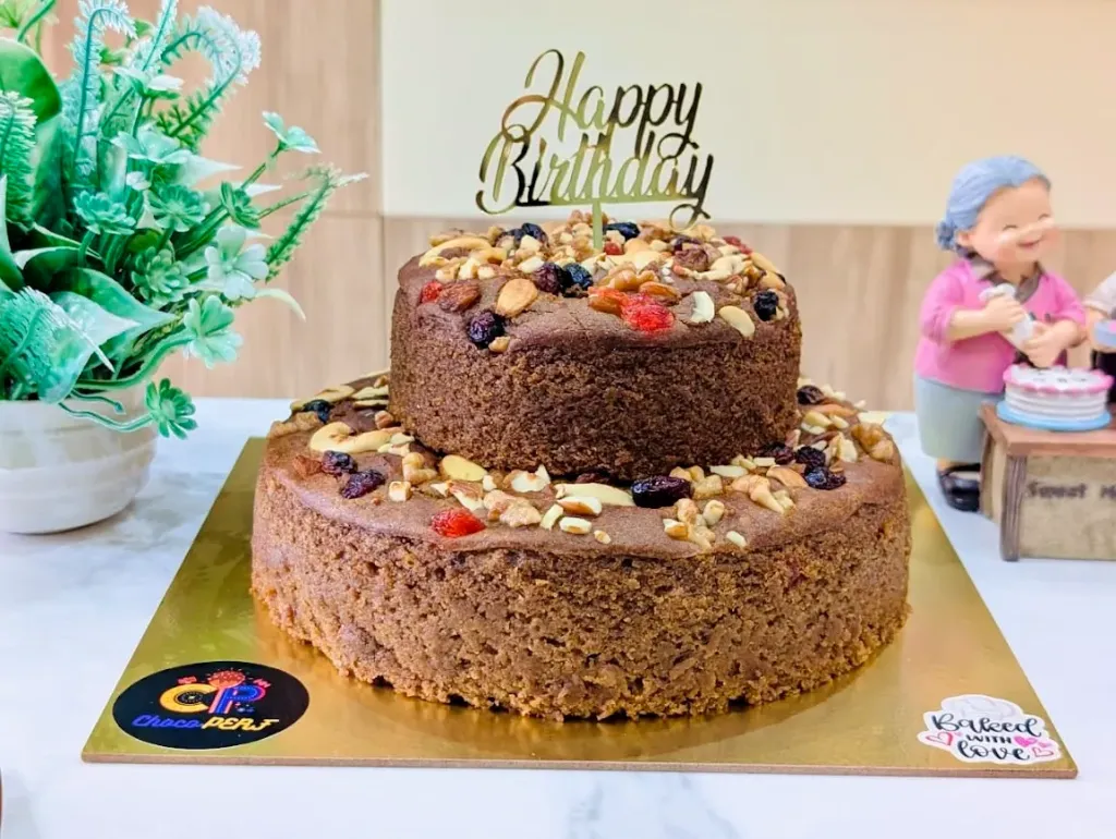 Customized Healthy Dates 2-Tier Tea Cake loaded with Nuts & Berries[1.5Kg]