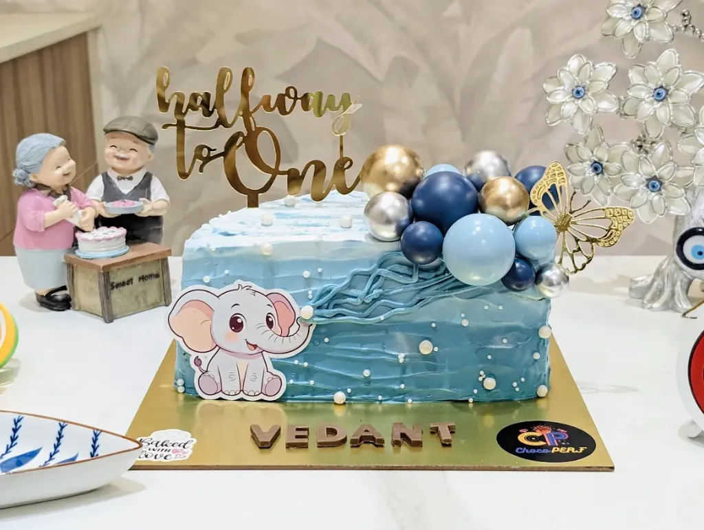 Customized Half Way To One Chocolate With Nutella & Hazelnuts Cake [1Kg]