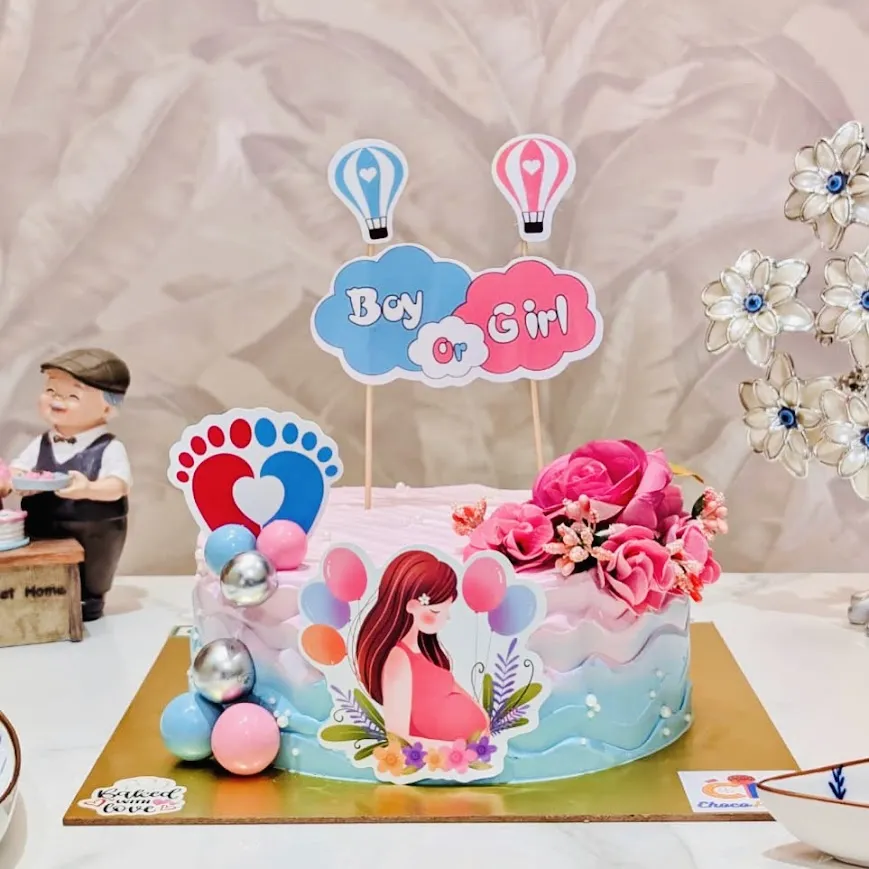 Baby Shower Themed Chocolate Mousse Cake [Wheat Flour & Jaggery] [1Kg]